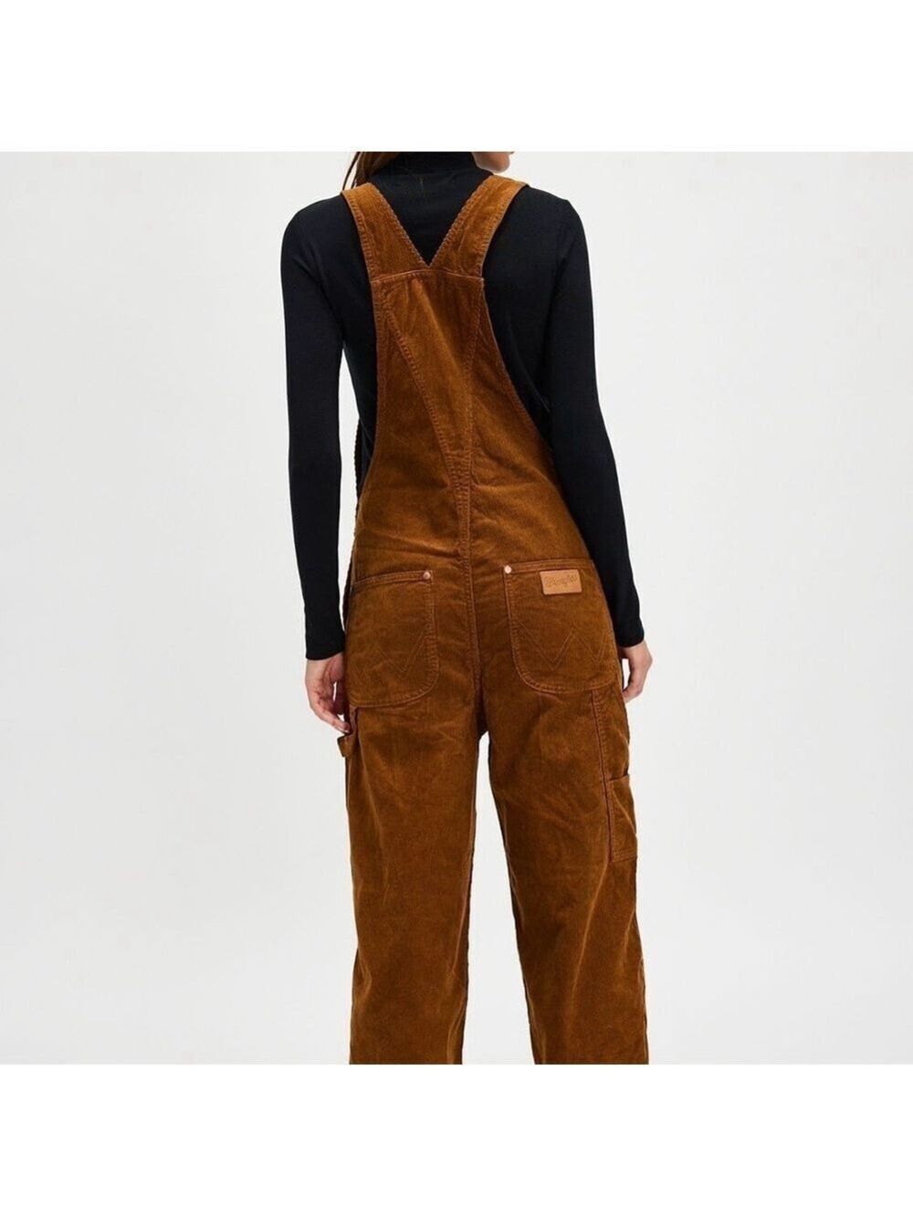 Wrangler Corduroy Overalls Straight Leg Bib Brown Size Medium